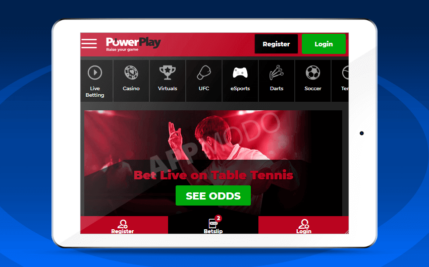 PowerPlay mobile site on tablet
